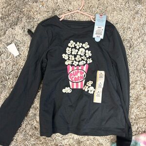 Cat & Jack Black Popcorn Graphic Long Sleeve Tee